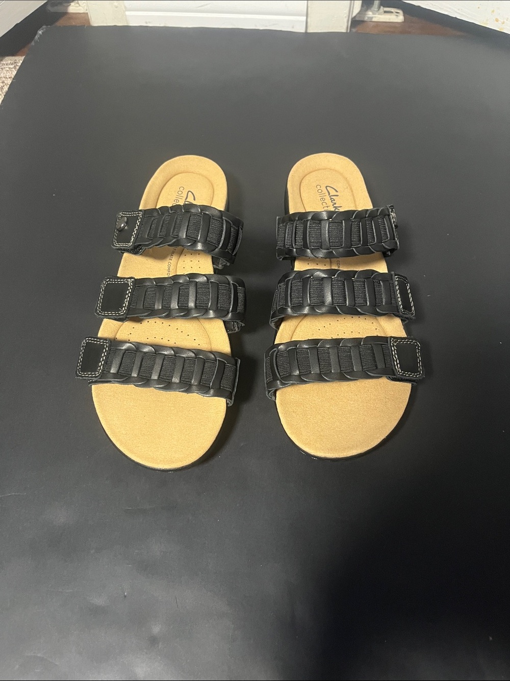 New Clark’s Lauriann Hope Heritage Casual Sandals blk sz 9W